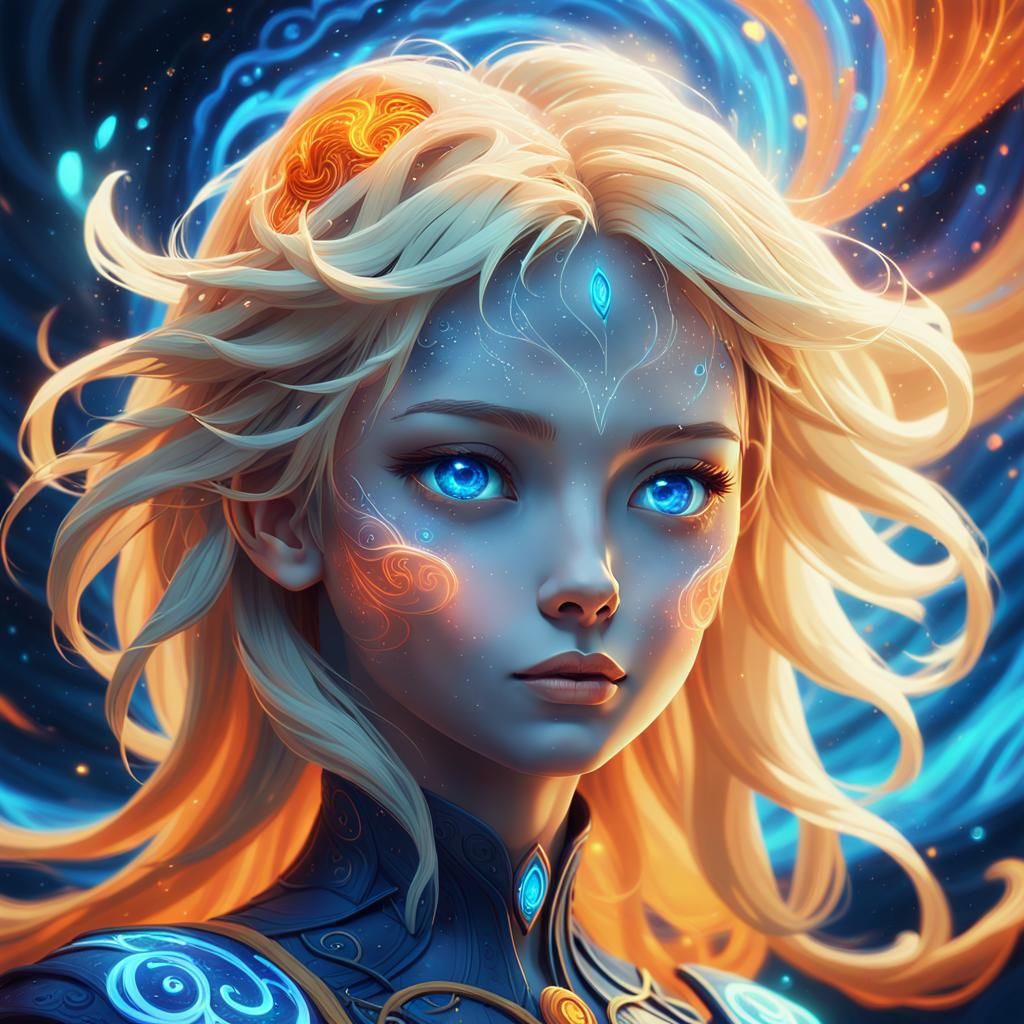 Anime Woman Portrait with Mystical Aura