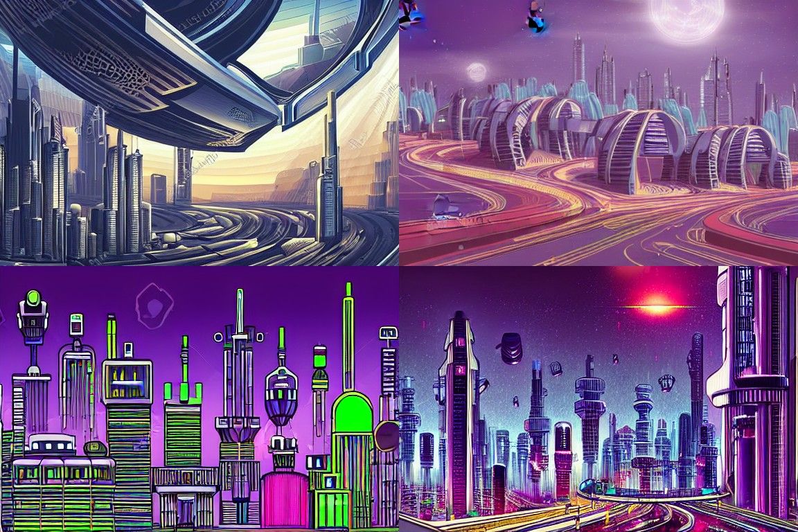 Sci-fi city in the style of Panfuturism