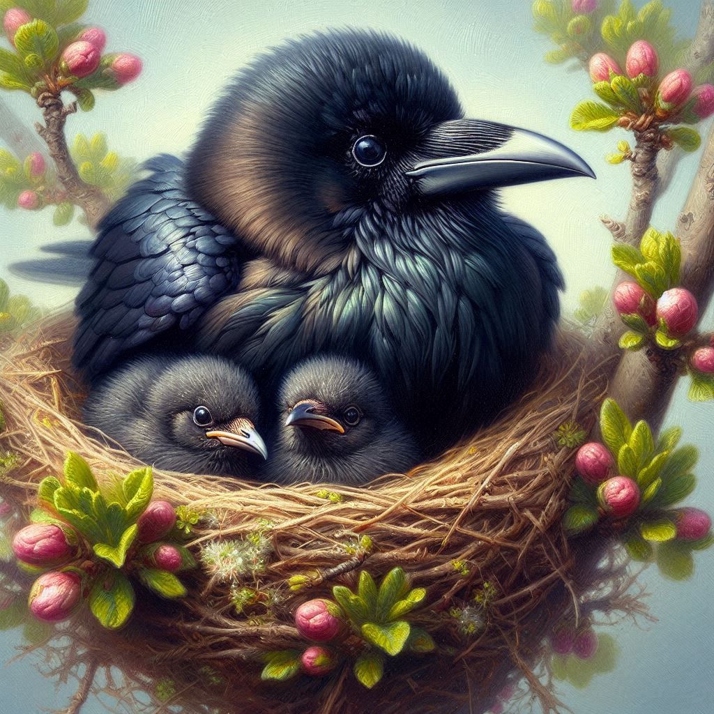 Raven with her chicks