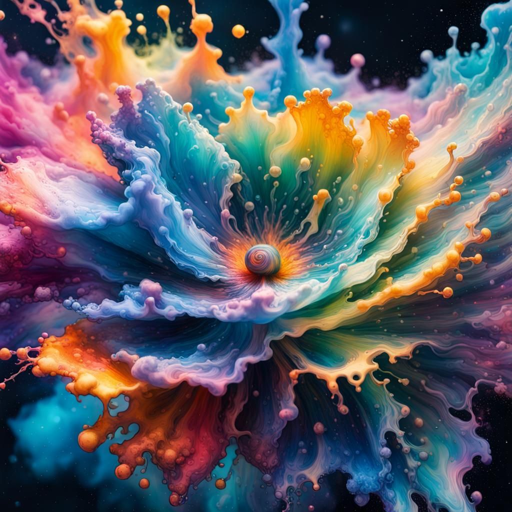 Liquid Ink Splattered Space Flower  by @thingzmaker