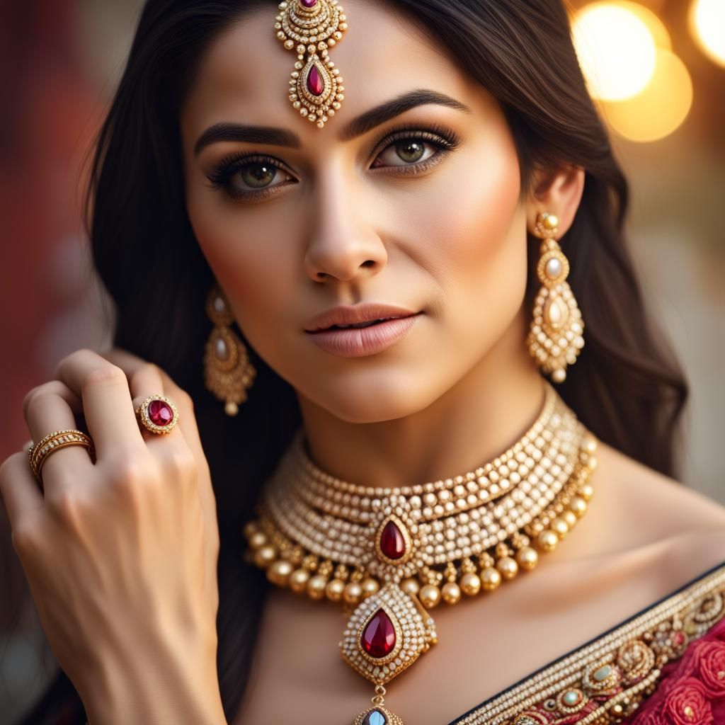 realistic woman dressed with jewellery.