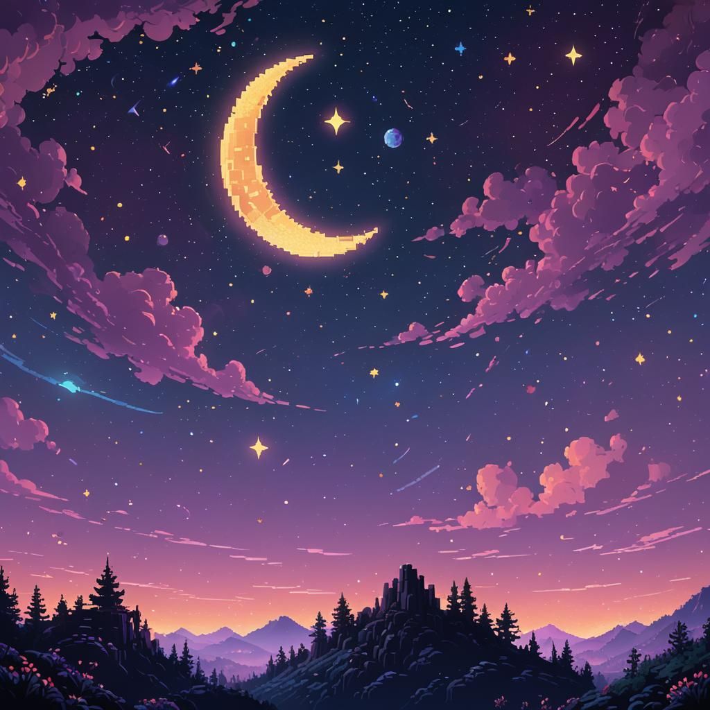 Night Sky as pixel art  by @Ines Girao