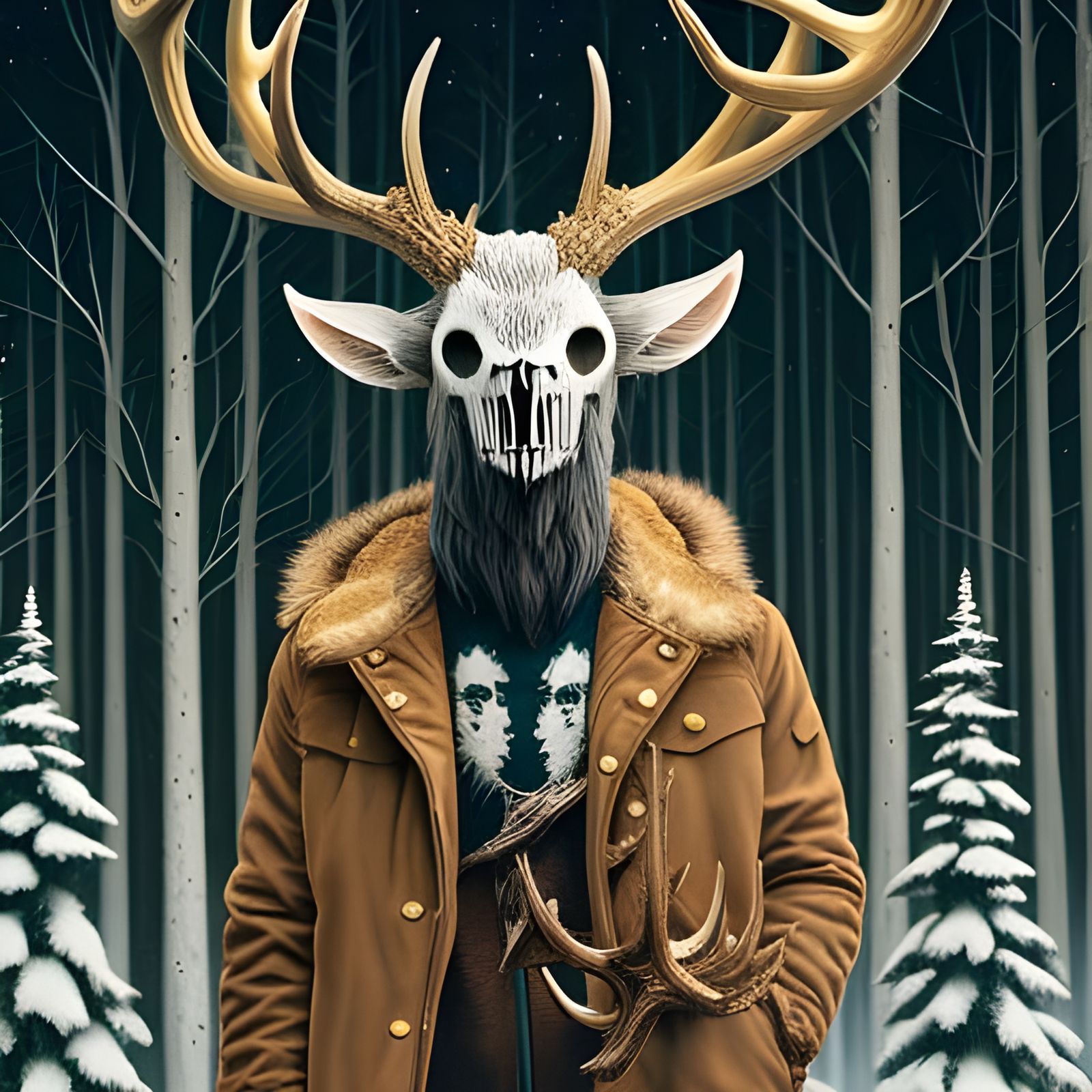 Cute Wendigo with Deer Skull Mask