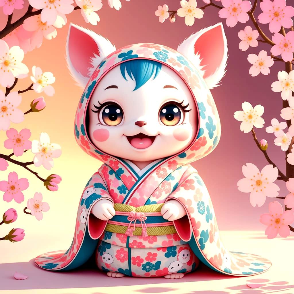 Kawaii Cat in the style of Takashi Murakami  by @JuneBugBella