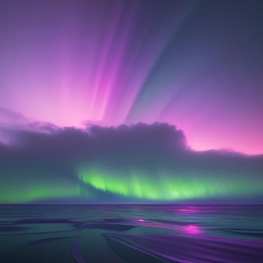 Serene Ocean Landscape with Aurora Borealis