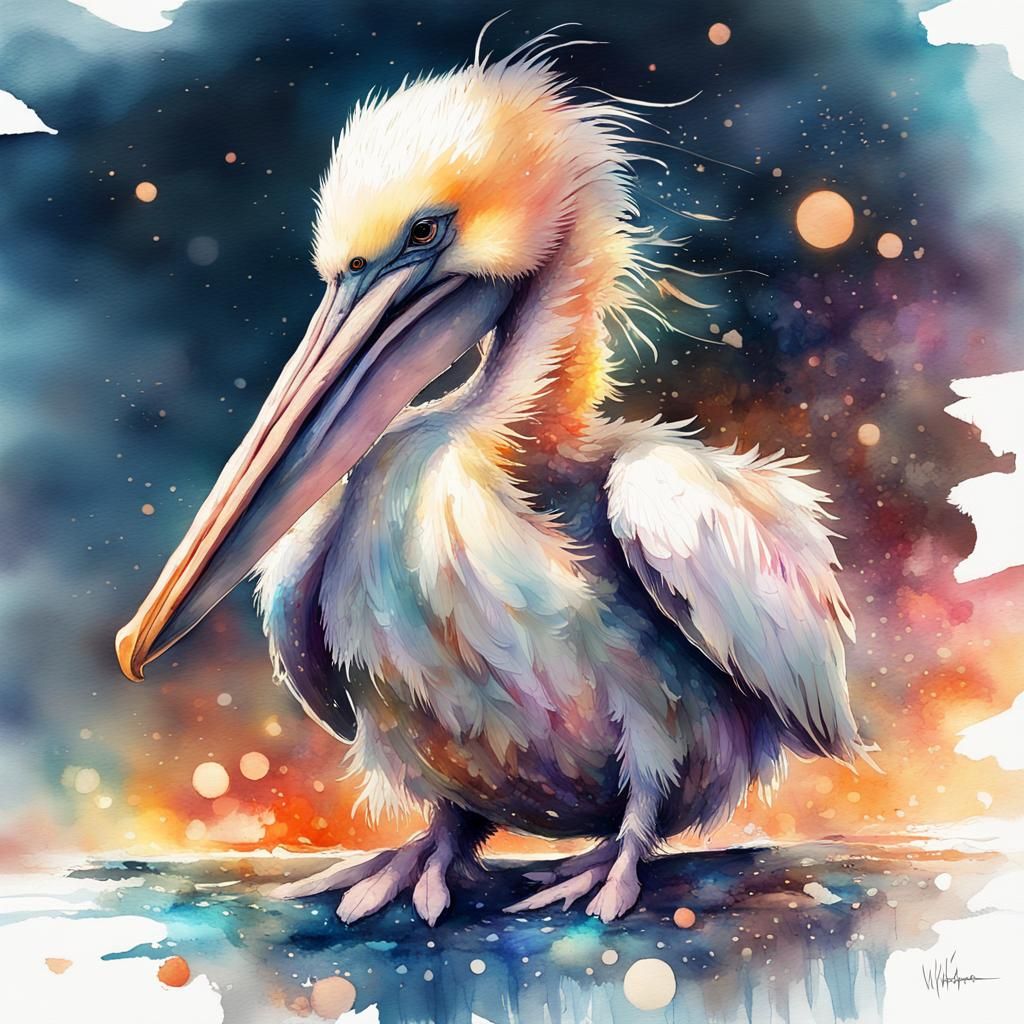 baby pelican water color