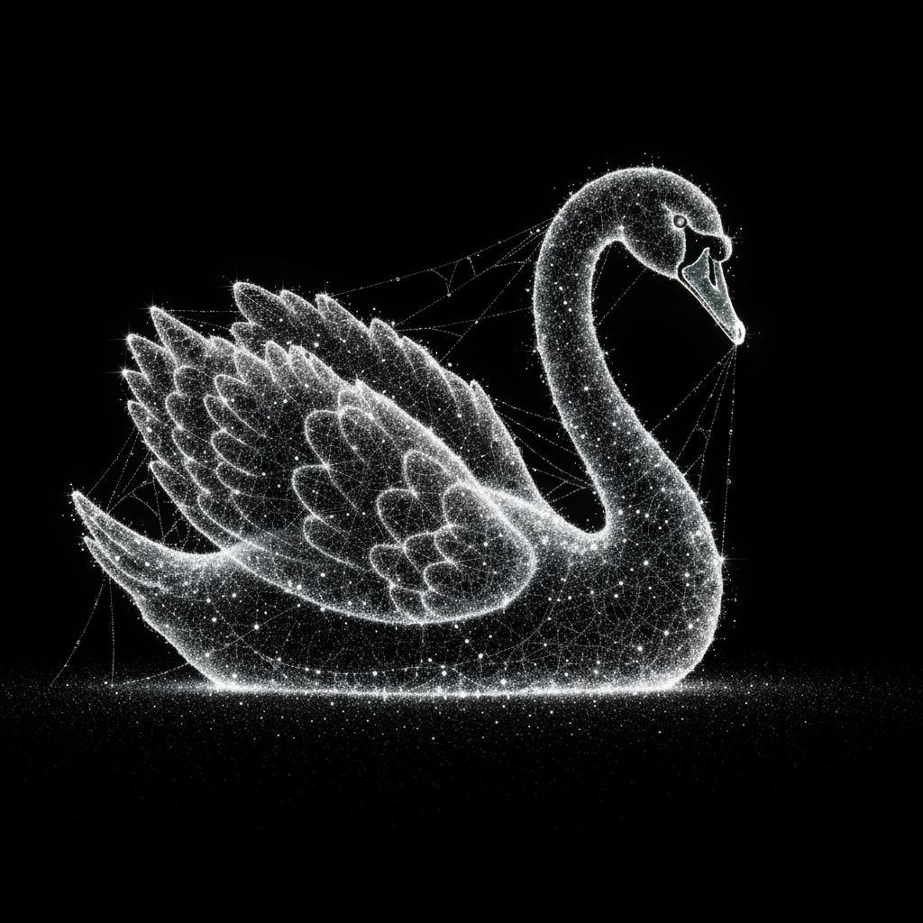 Dew covered spiderweb swan  by @Tiny Pearl Cat