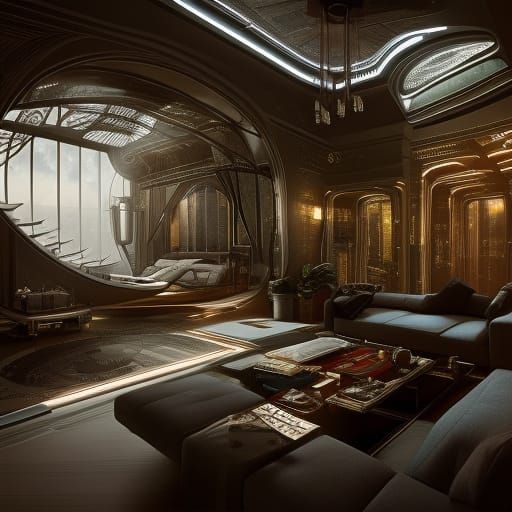 Sci-fi themed penthouse - AI Generated Artwork - NightCafe Creator