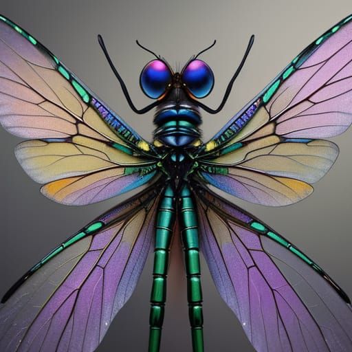 Hyperrealistic Dragonfly with Shimmering Wings