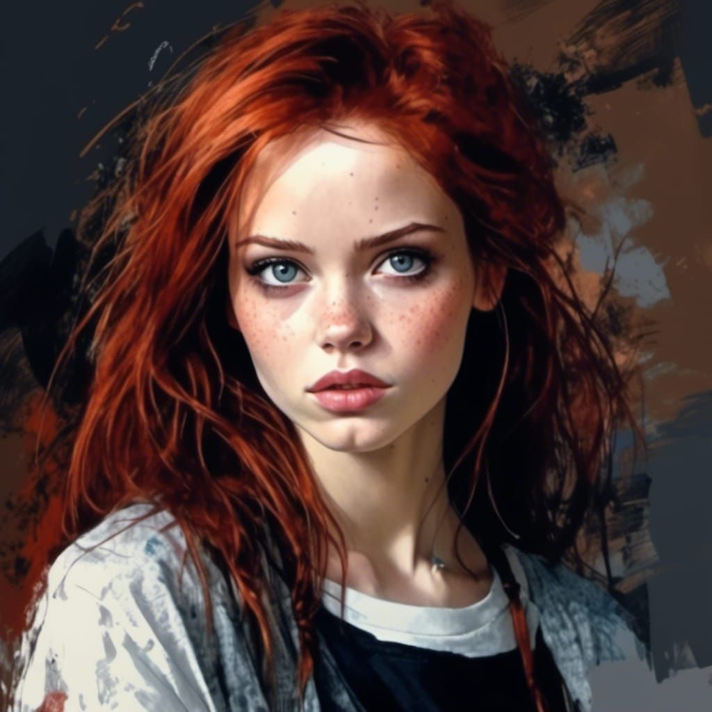 Sensational Redhead Portrait in Surreal Hyperrealism