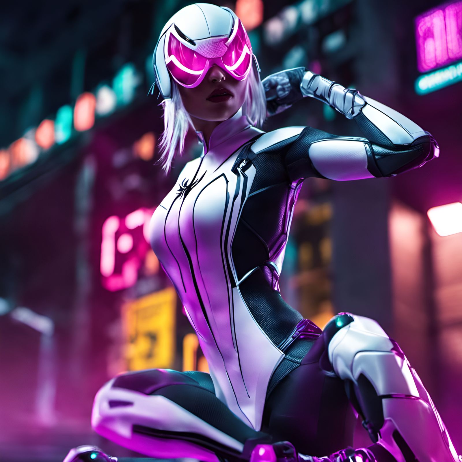 Cyberpunk Spider-Gwen - AI Generated Artwork - NightCafe Creator