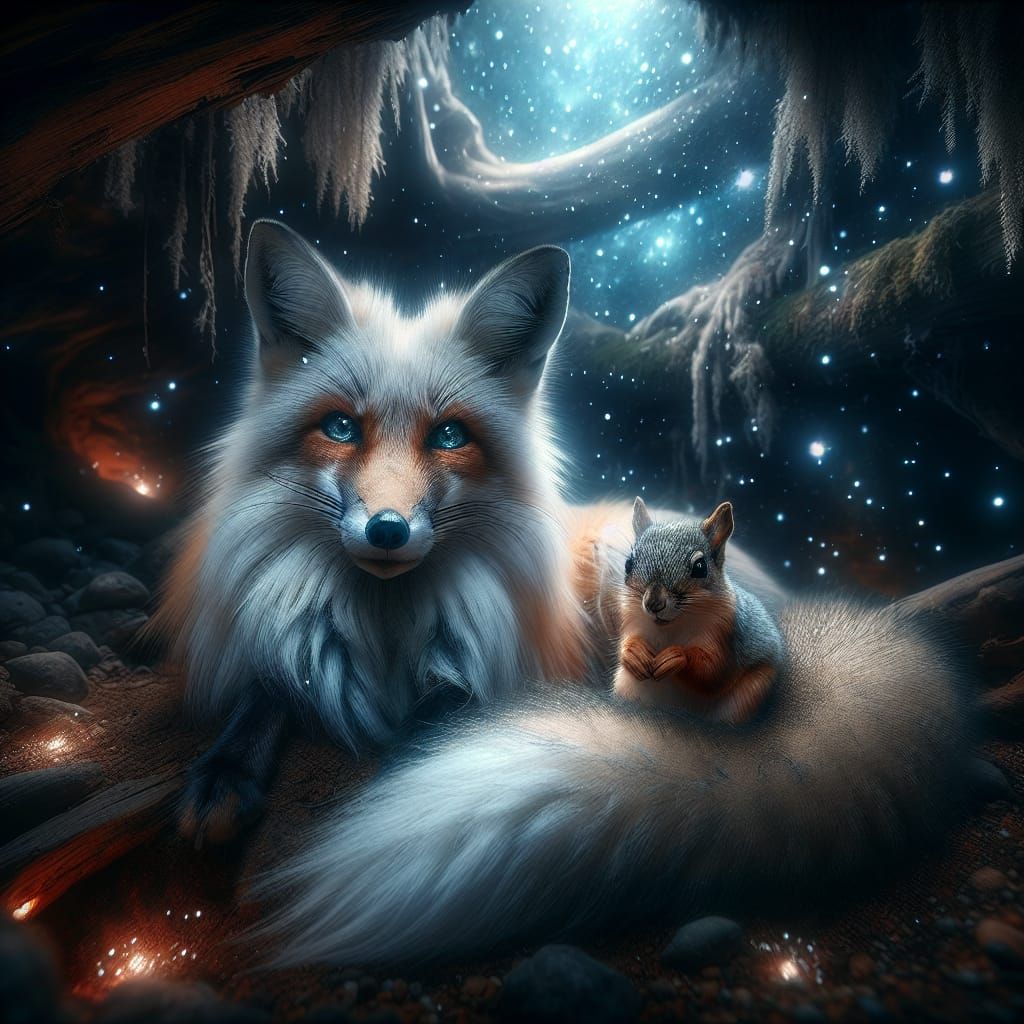 The fox and friend squirrel