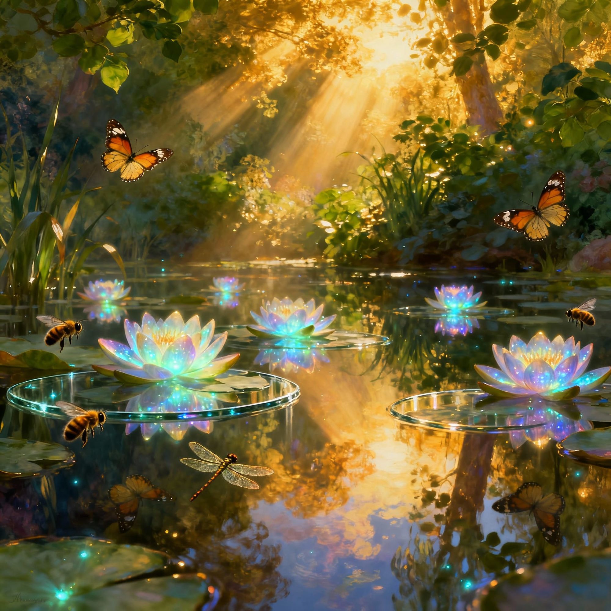 Powerful phoenix rising from water glowing - Start Image 1