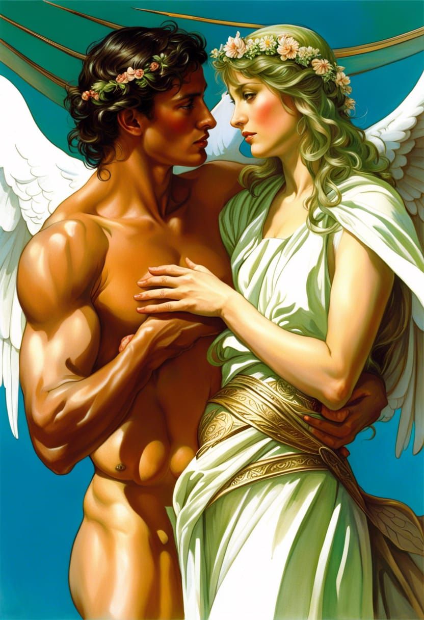 Angel Gabriel and Virgin Mary - AI Generated Artwork - NightCafe Creator