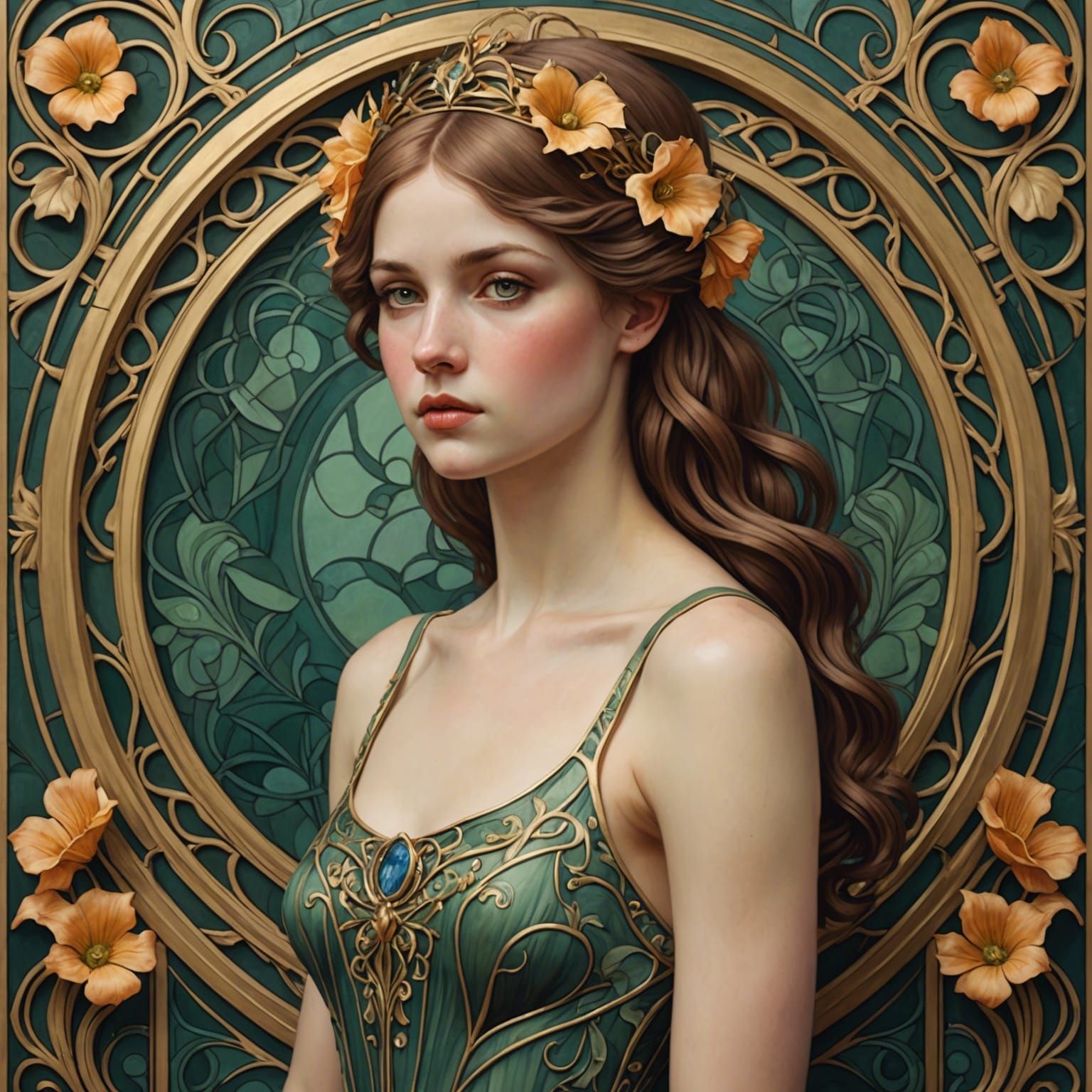 ultra realistic, unclad female in an Art Nouveau style - AI Generated ...