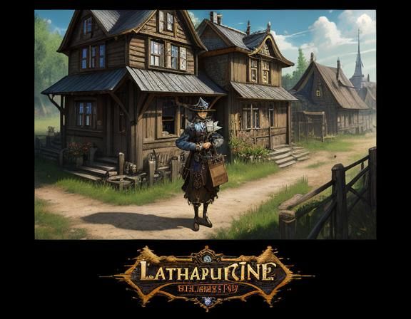 steampunk anime woman, holding a letter, standing in a small...