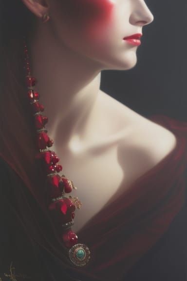 Young Lady covered in rubies and pearls,  a masterpiece by b...
