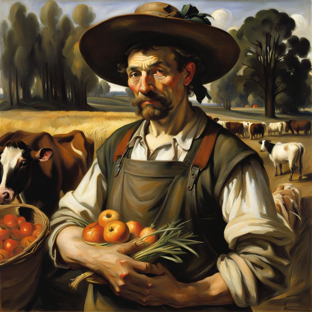 A farmer needs a farm; a farm needs a farmer 
By Rembrandt, Caravaggio and Zinaida Serebriakova  by @Clau_Pt_Vampire