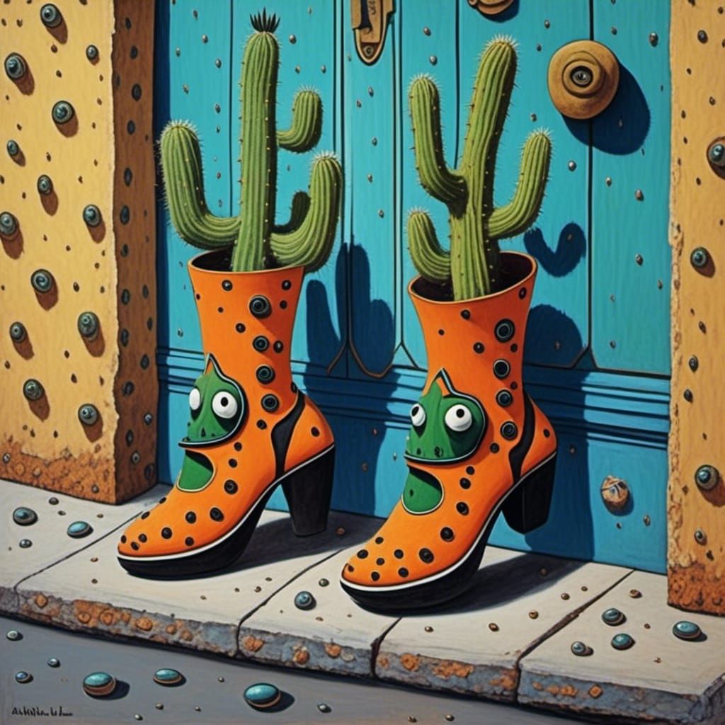  <lora:Cactus People:1.0> A pair of shoes left by the door