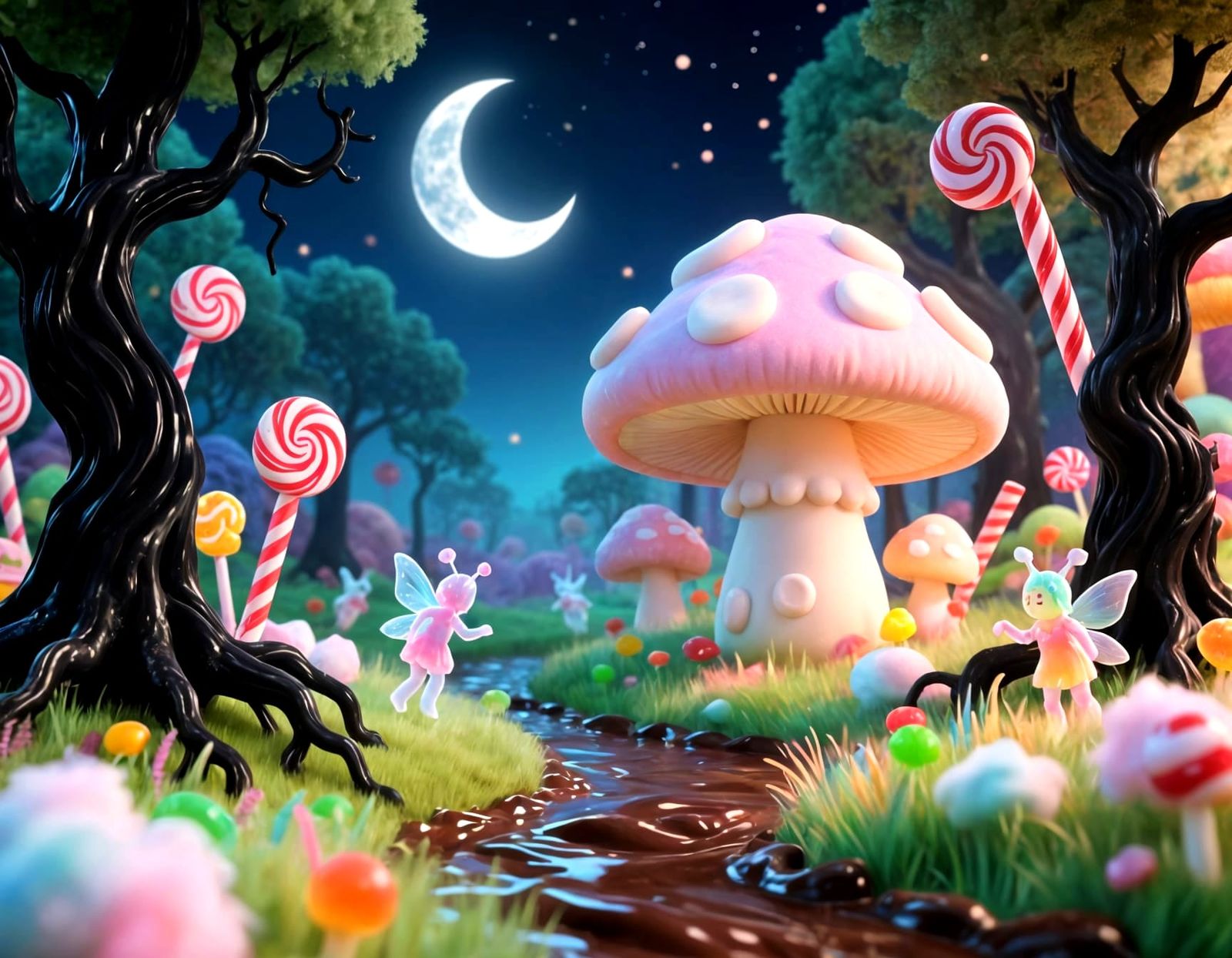 Enchanted forest with gummy fairy sprites  by @forge4ward
