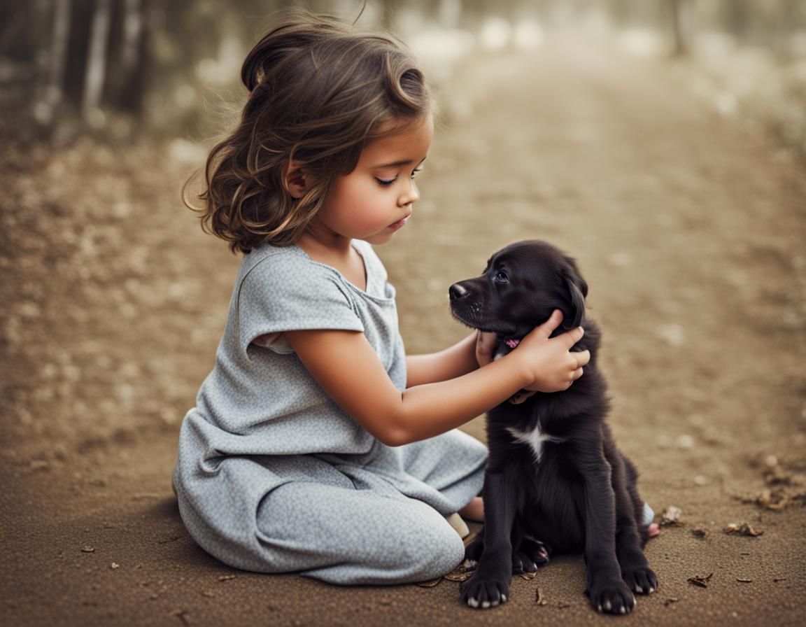 A little girl and her puppy  by @Dustman