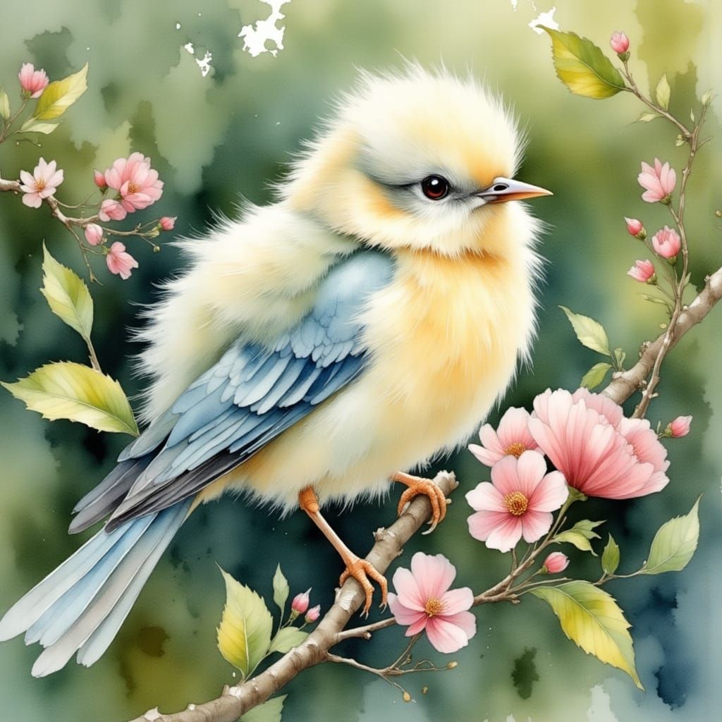  a fluffy bird on a flowering bush in the forest  by @Patsy 