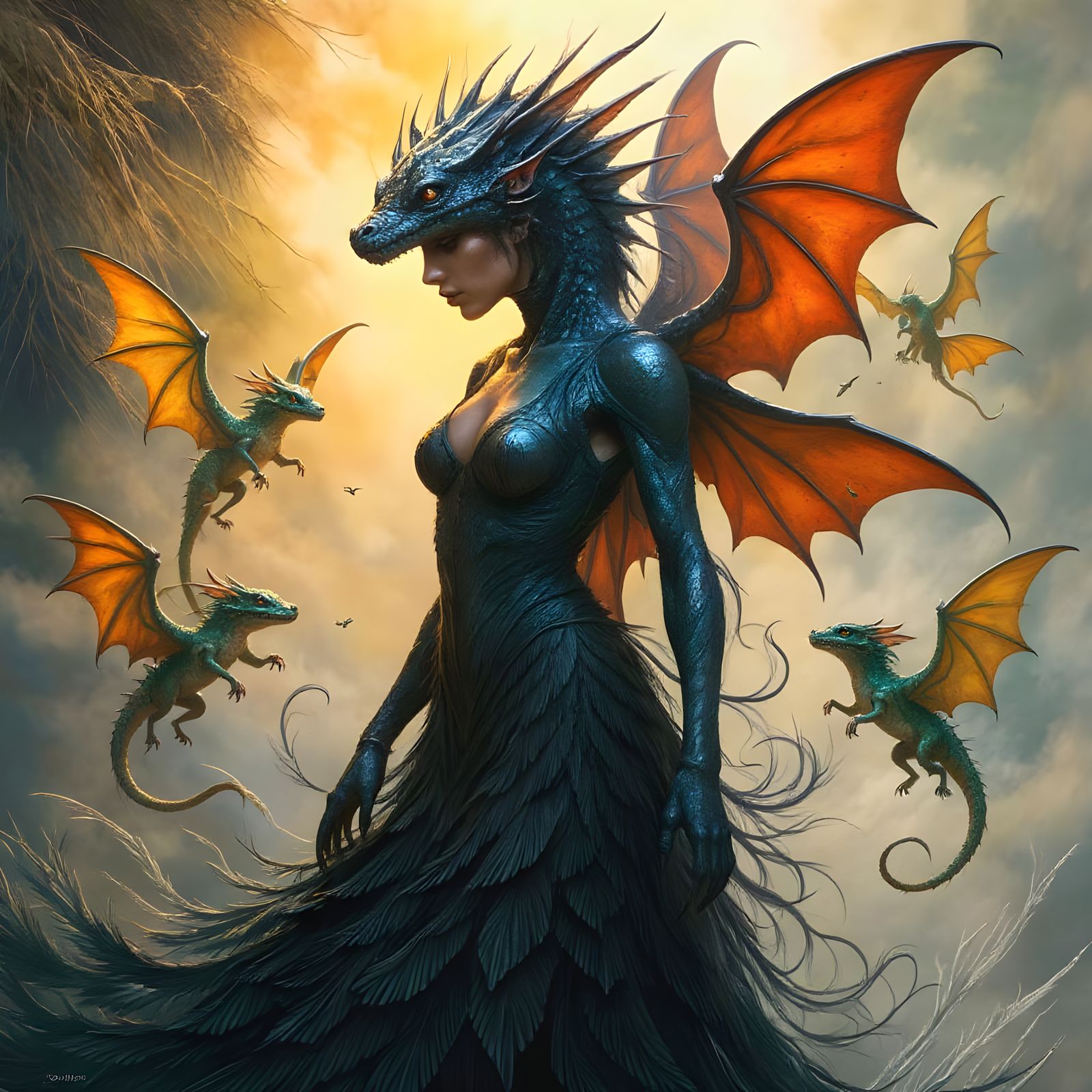 Majestic Divine Portrait in Bohemian Whimsy Style