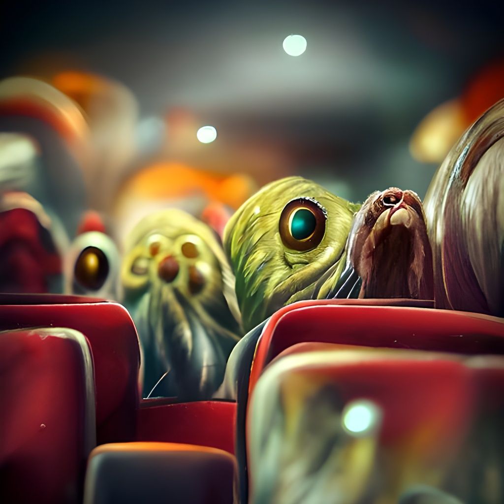 Monsters at a movie theater