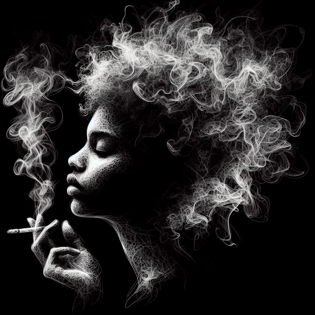 Dancing woman made of smoke