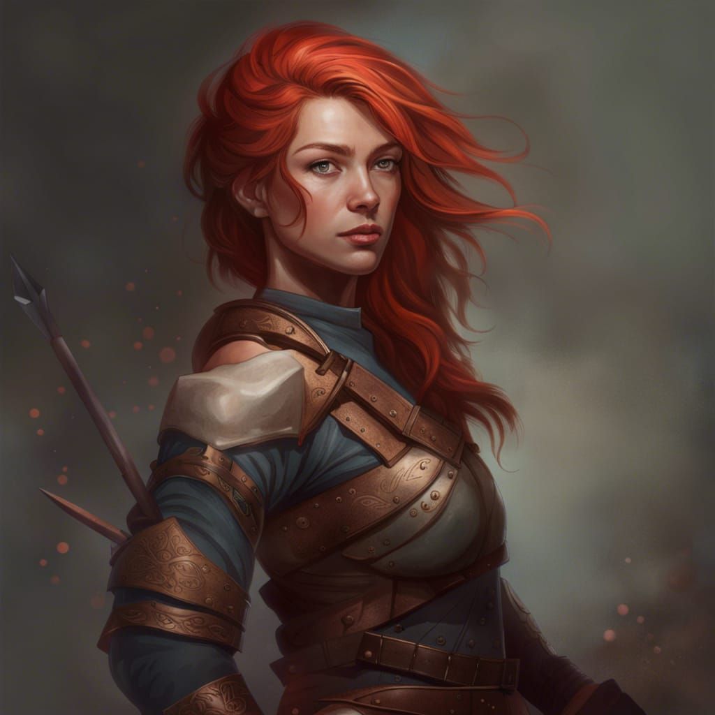 red haired female warrior - AI Generated Artwork - NightCafe Creator