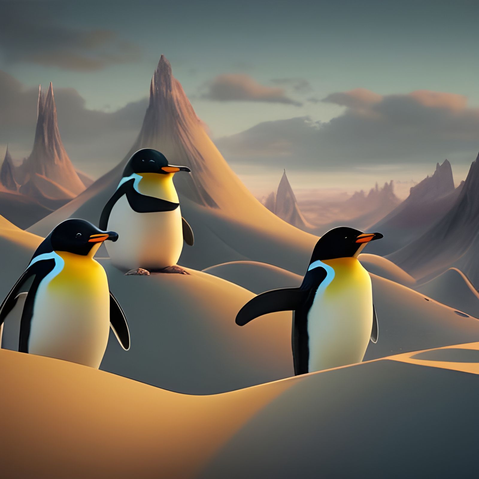 Penguins in a Desert  by @Tracie