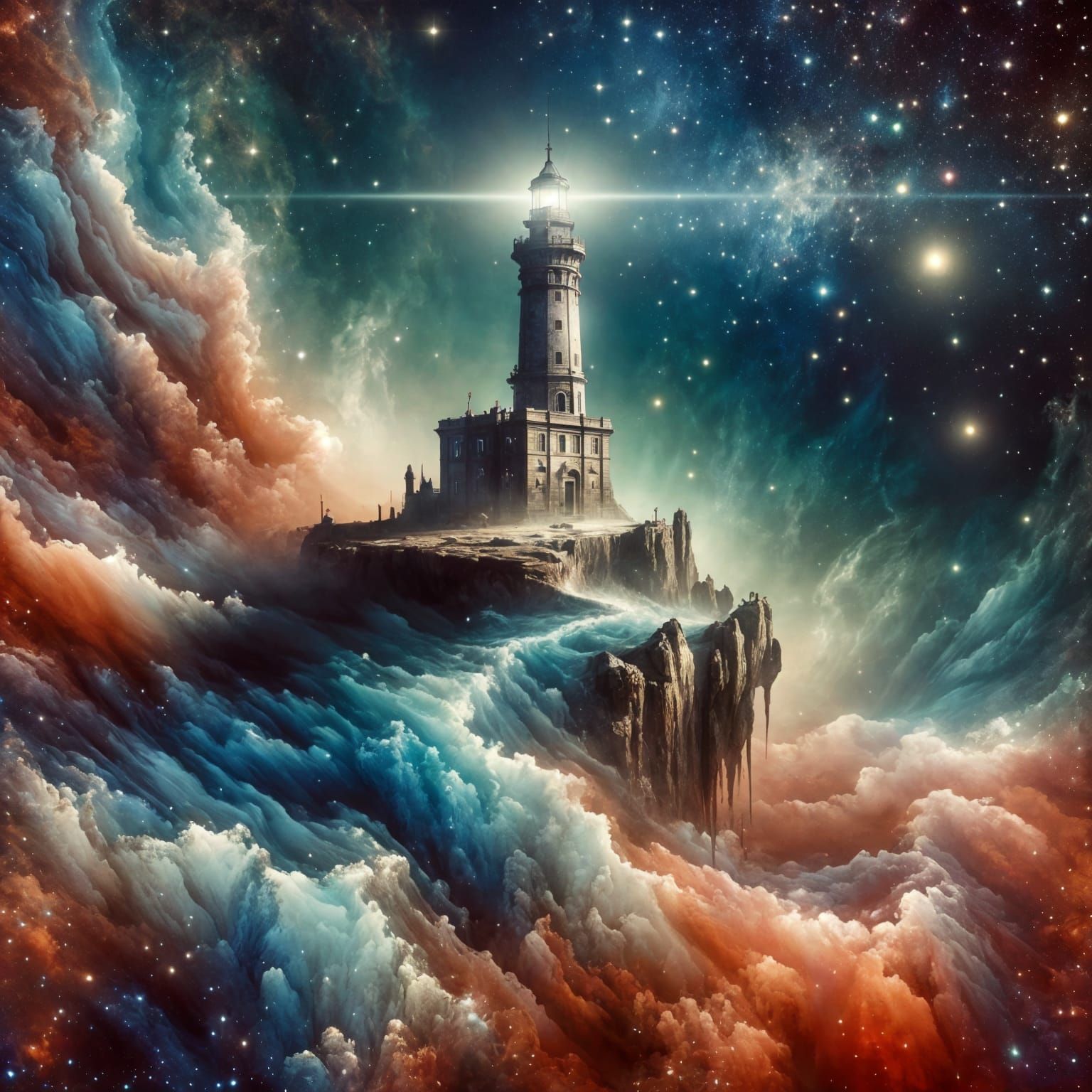 Lighthouse at the Edge of the Universe  by @NectarinePie