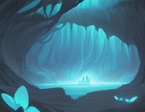 Bioluminescence CAVE - AI Generated Artwork - NightCafe Creator