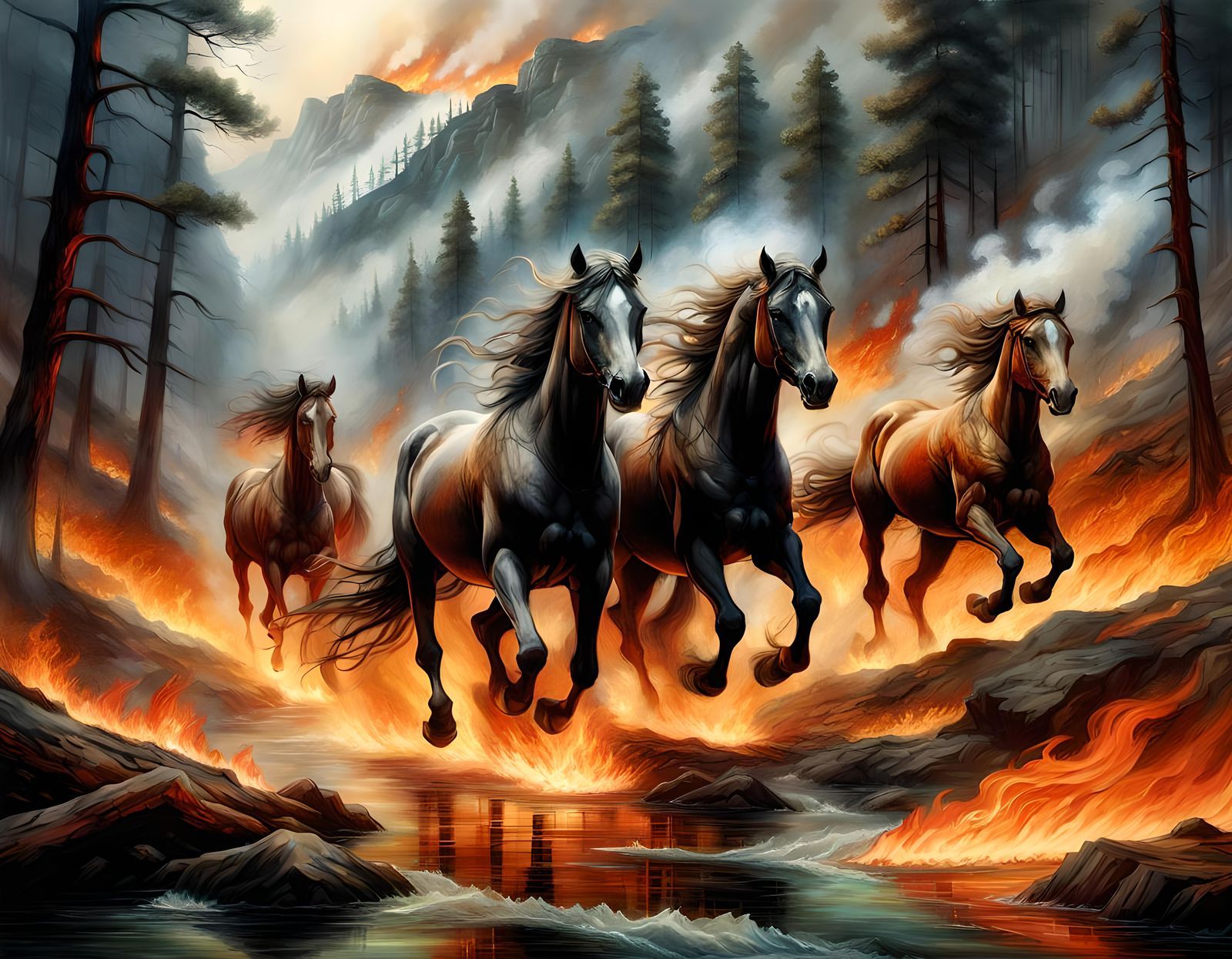 Horses fleeing the nature's fury  by @That cinema teacher