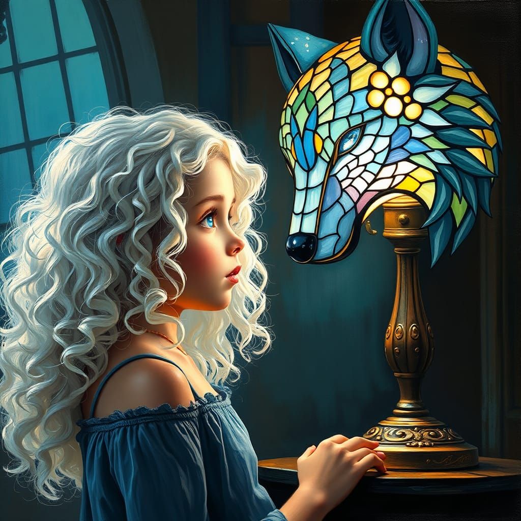 Aralyn was entranced by the wolf lamp.