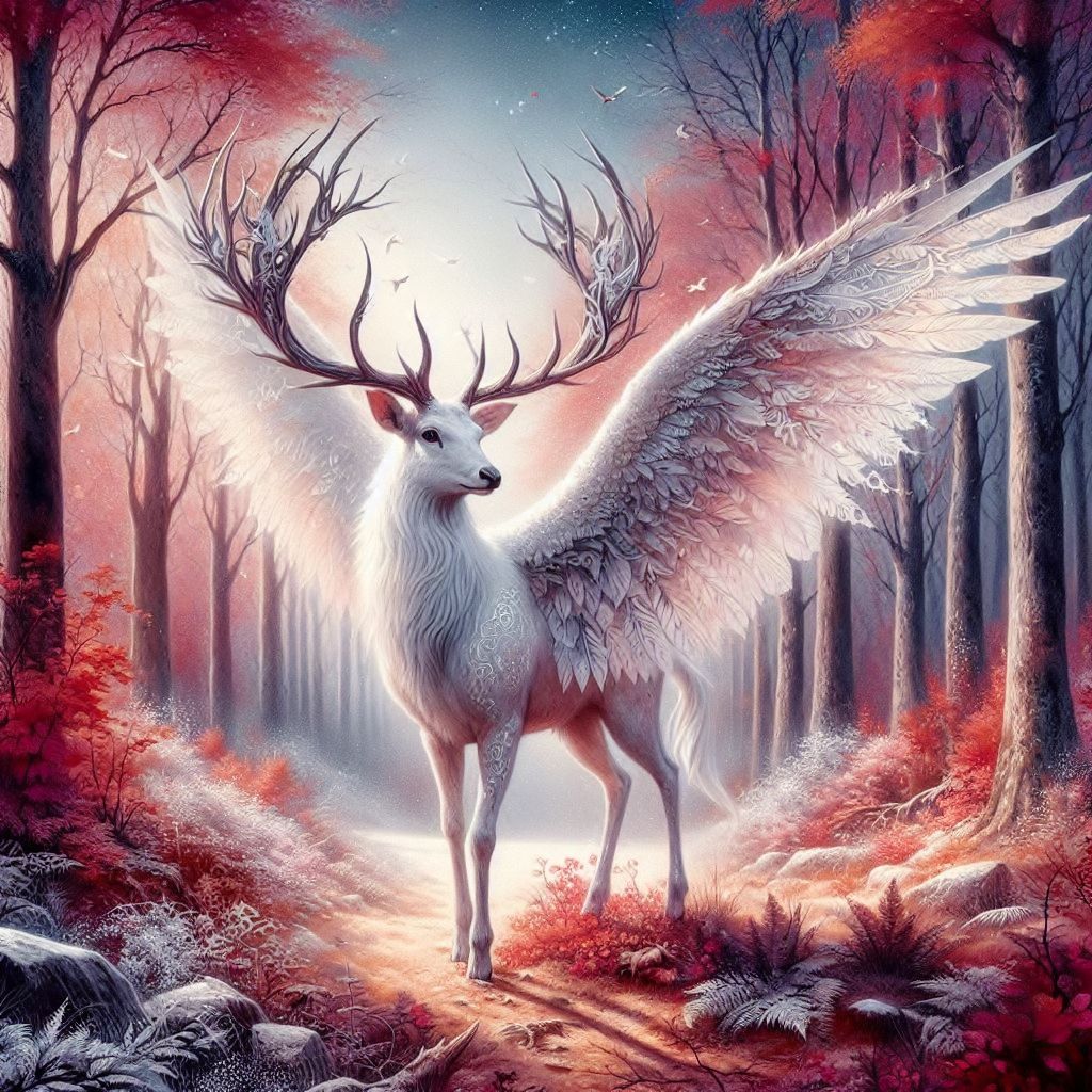 Mythical winged stag