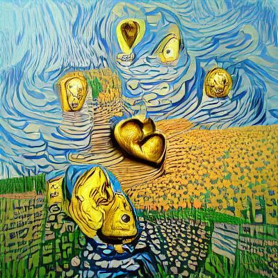 My heart is of gold Van Gogh pop art surrealism