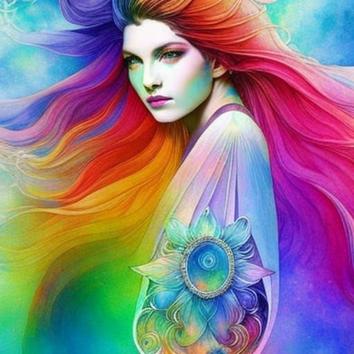 Beautiful rainbow woman