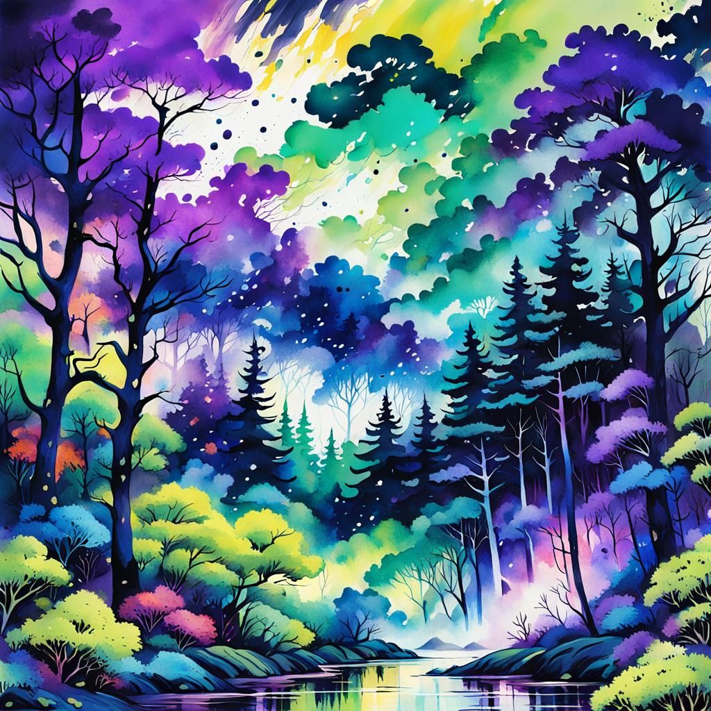 Ink Splatter Forest