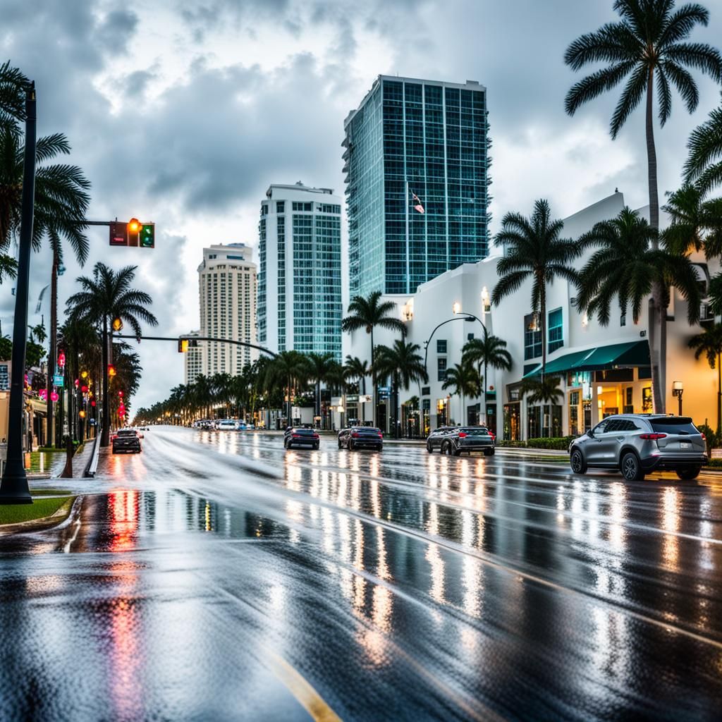 Driving through Fort Lauderdale on Las Olas Boulevard after ...