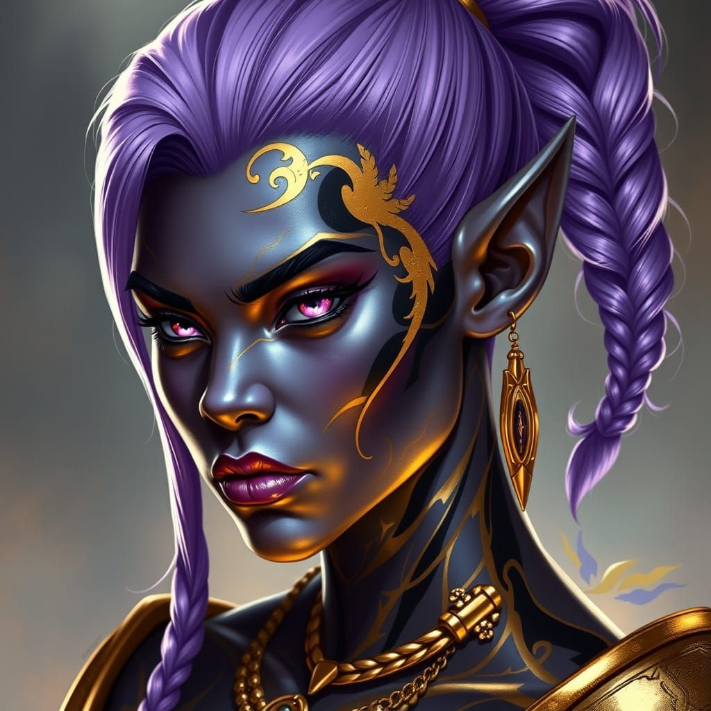 Ethereal Orc Warrior Queen in Lavender Hues