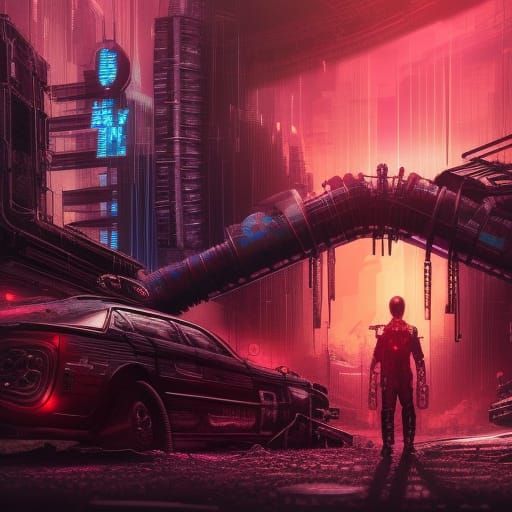 Cyberpunk dystopian societal collapse 8k resolution concept ...
