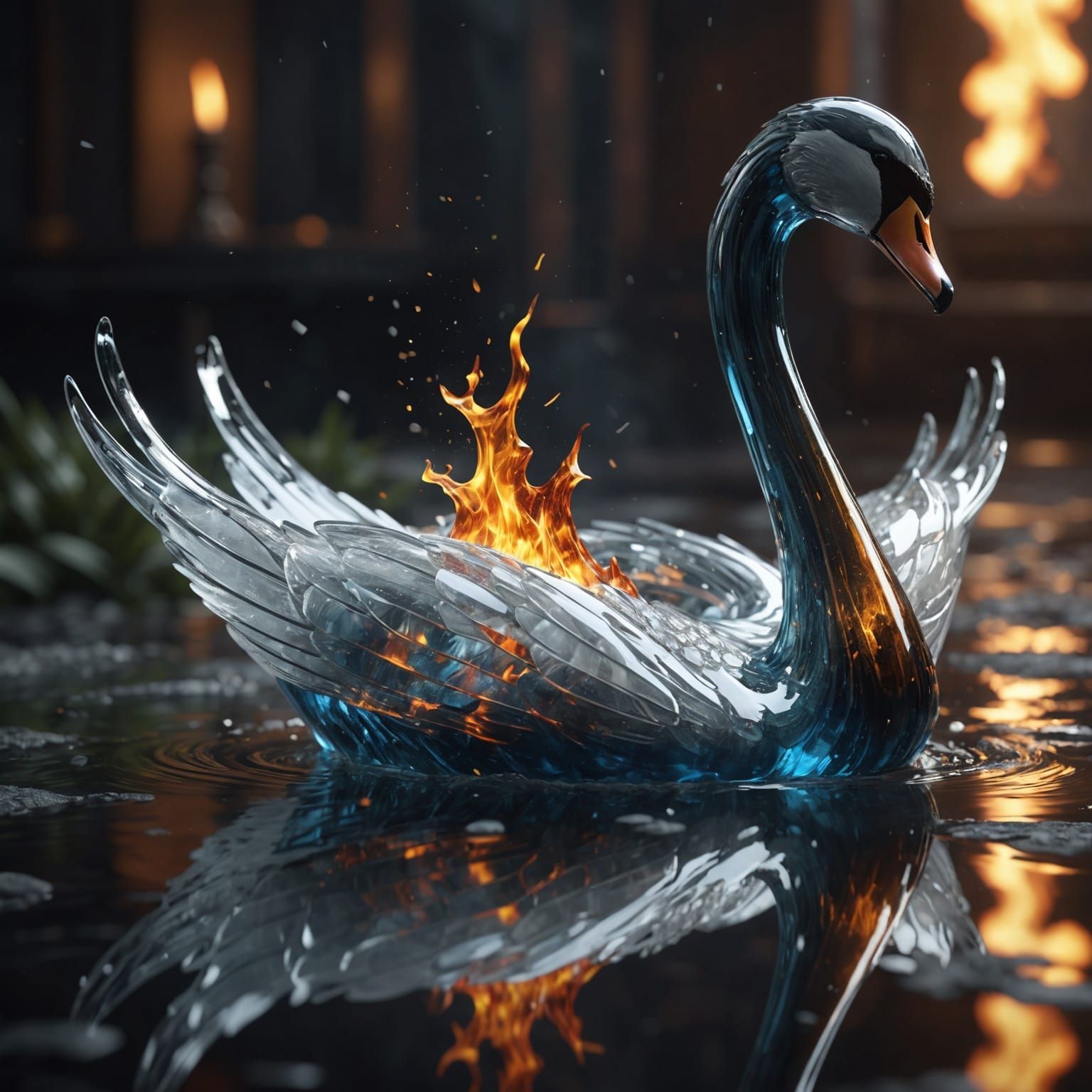 Cristal Swan bringing fire