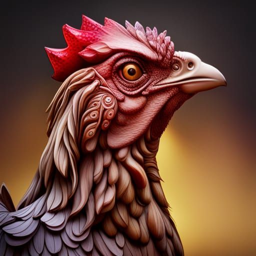 Wood statue of a chicken - AI Generated Artwork - NightCafe Creator