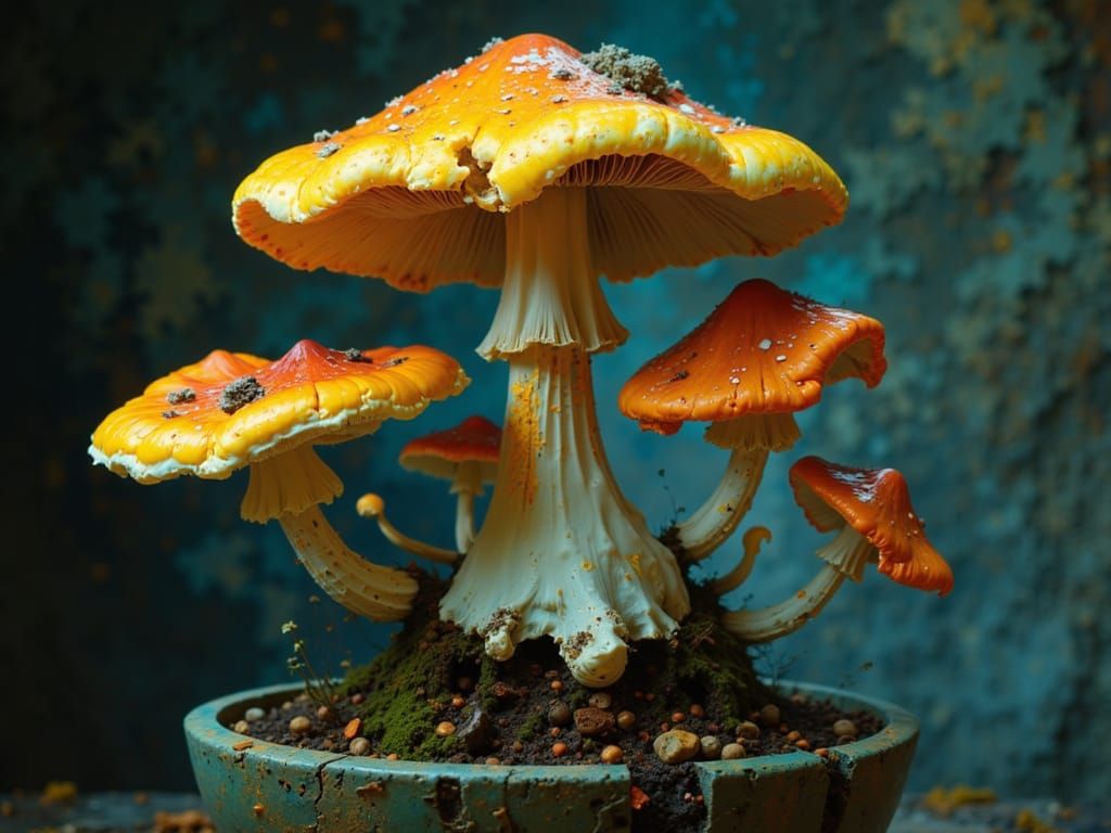 artistic mushroom in a modern bonsai pot, epic, dark soft light, hyperdetailed
<lora:Novum Arte:1.0>