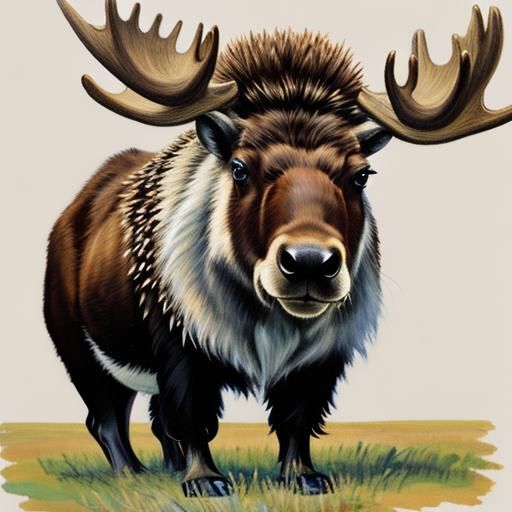 Hedgehog draws a portrait of a moose 
By Zinaida Serebriakov...