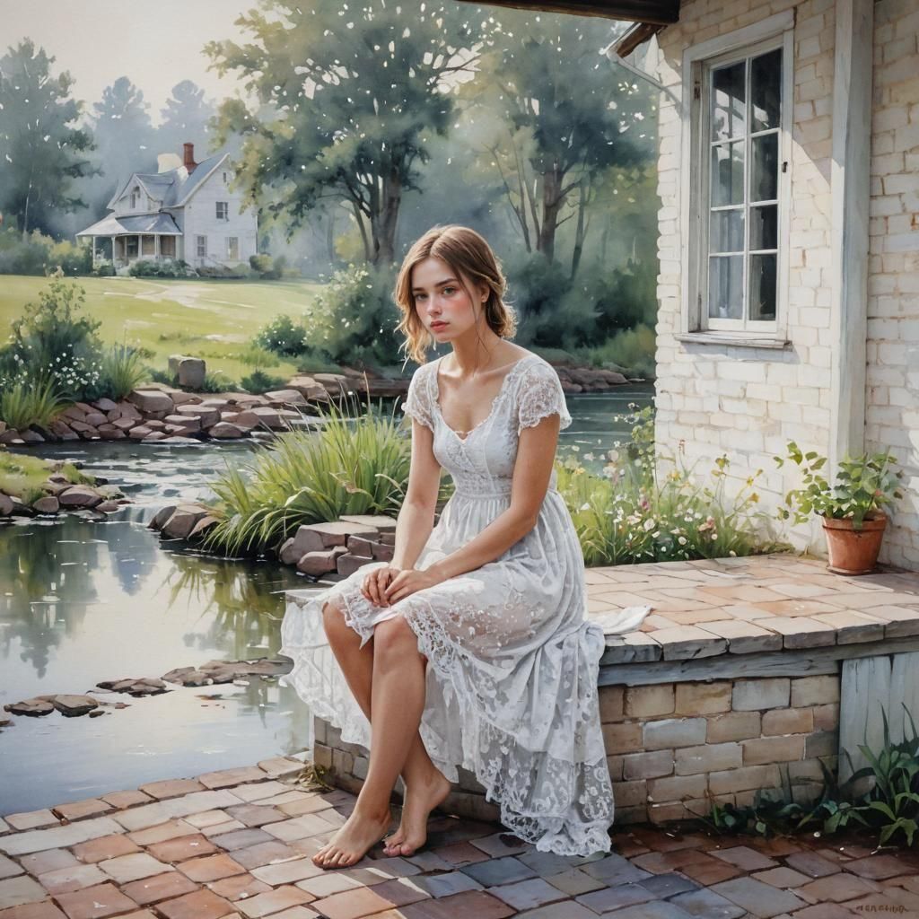 sitting by the backyard stream...