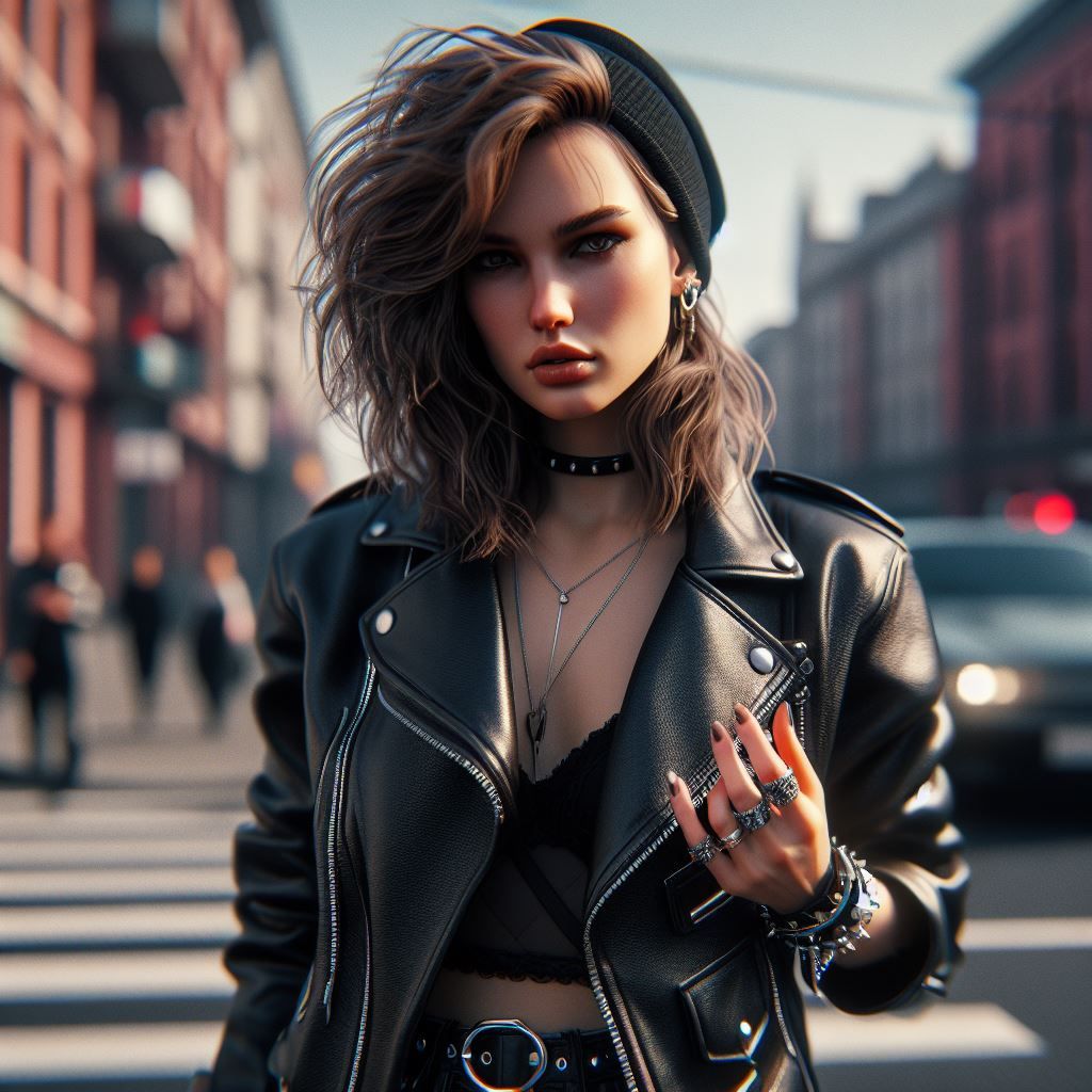 80's Rock girl in leather