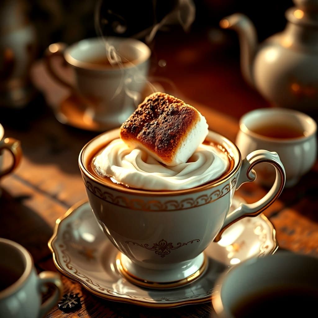 Dreamlike Coffee Scene in Vibrant, Triadic Colors