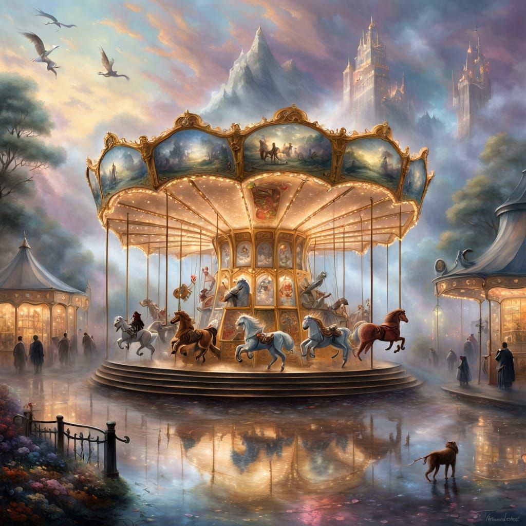 A carousel where the animals are mythical creatures  by @undefined